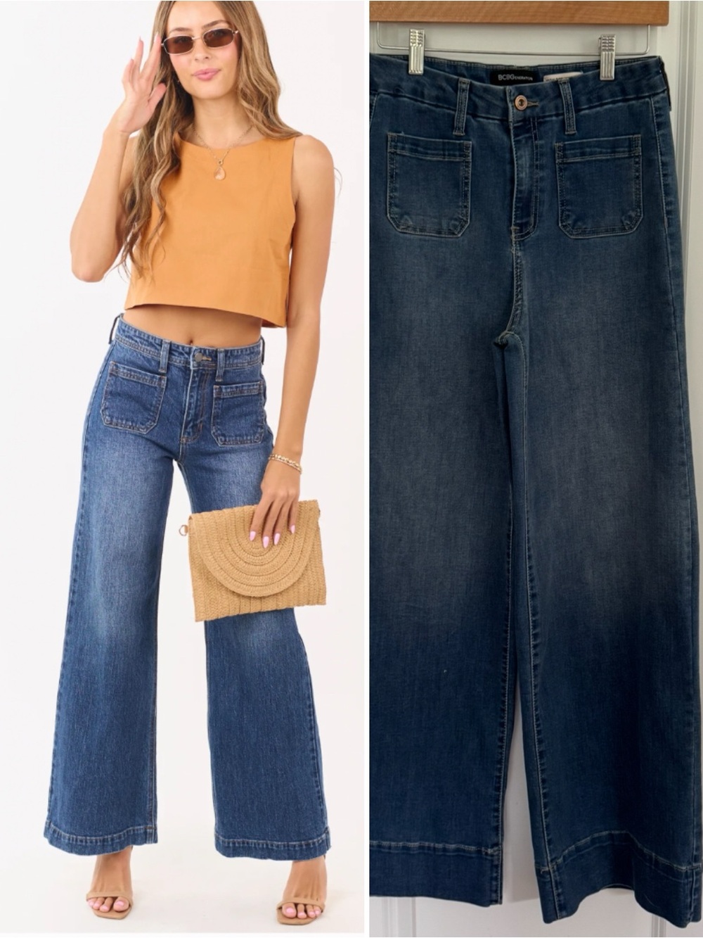 BCBGeneration High Rise Wide Leg Jeans